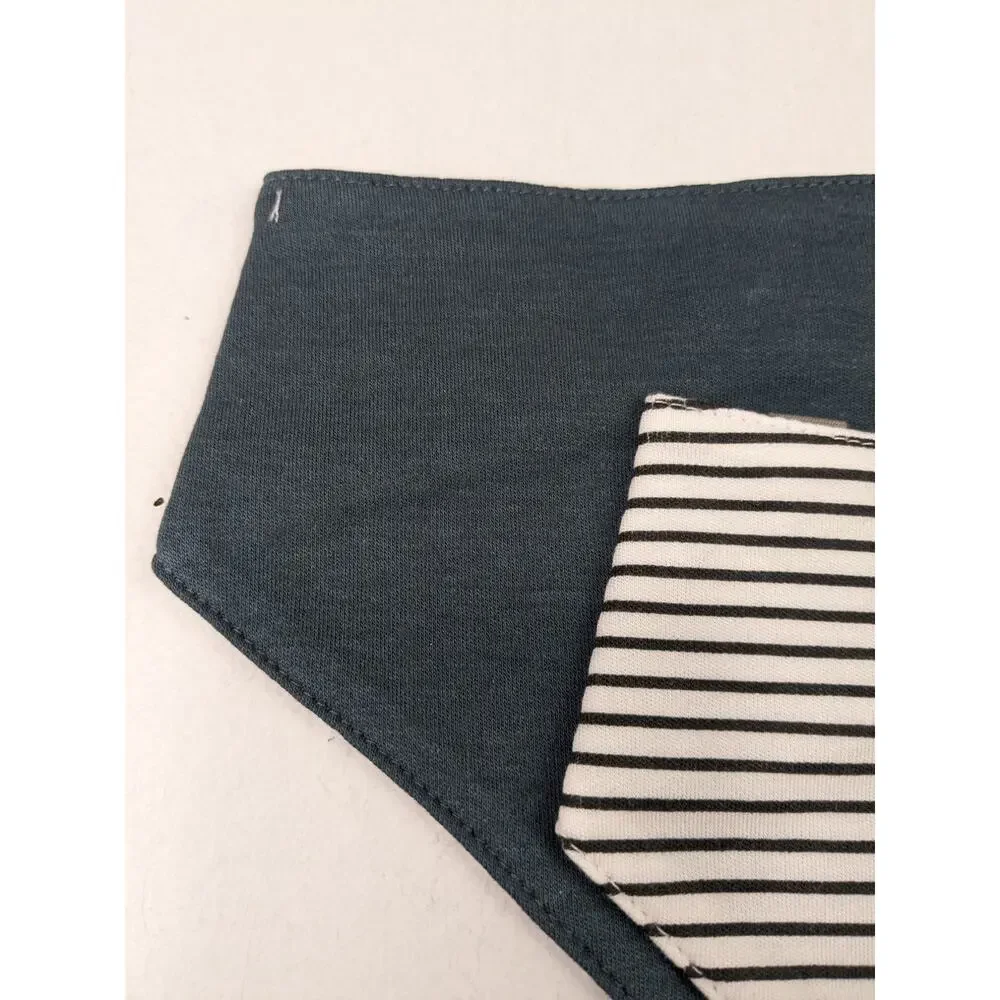 Goumi Blue/Blue Striped Bandana Bib Set - 2 PCS